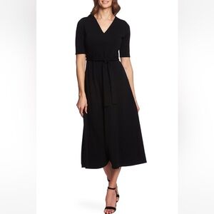 Chaus From Nordstrom NWT Elegant Winter V Neck Black Midi Dress, Women’s Sz L